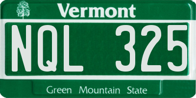 VT license plate NQL325