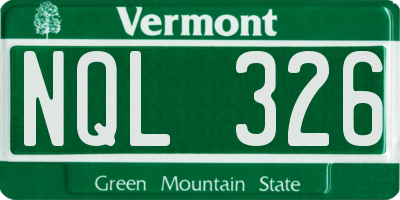 VT license plate NQL326