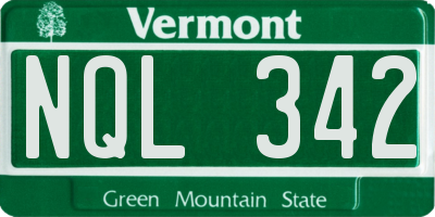VT license plate NQL342