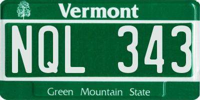 VT license plate NQL343