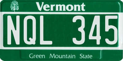 VT license plate NQL345