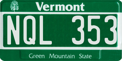 VT license plate NQL353
