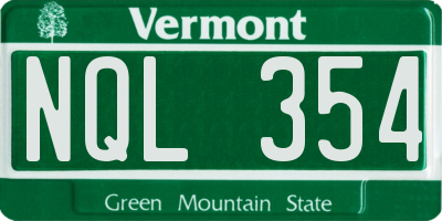 VT license plate NQL354