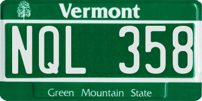VT license plate NQL358