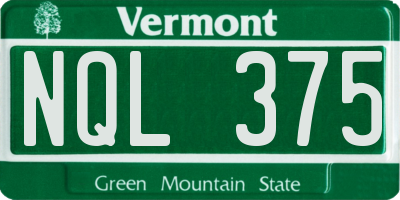 VT license plate NQL375