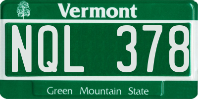 VT license plate NQL378
