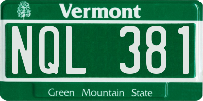VT license plate NQL381