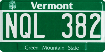 VT license plate NQL382