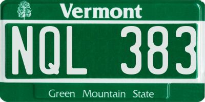 VT license plate NQL383