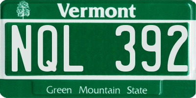 VT license plate NQL392