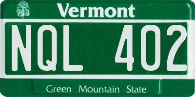 VT license plate NQL402