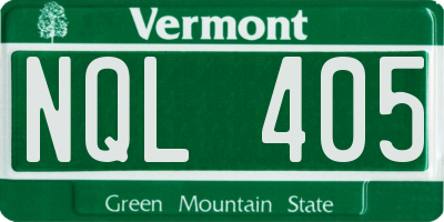 VT license plate NQL405