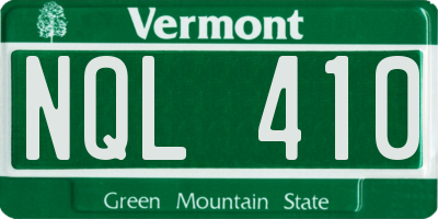 VT license plate NQL410