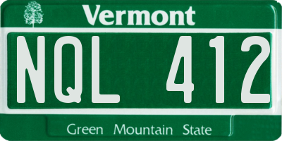 VT license plate NQL412