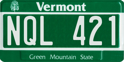 VT license plate NQL421