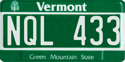 VT license plate NQL433