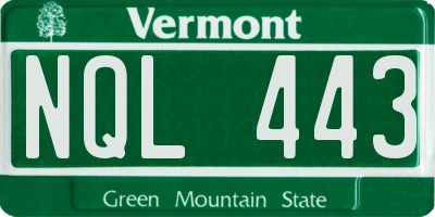 VT license plate NQL443