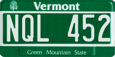 VT license plate NQL452