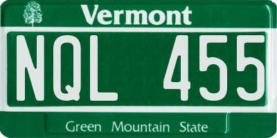 VT license plate NQL455