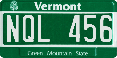 VT license plate NQL456