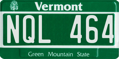 VT license plate NQL464