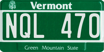 VT license plate NQL470