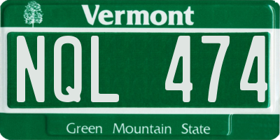 VT license plate NQL474