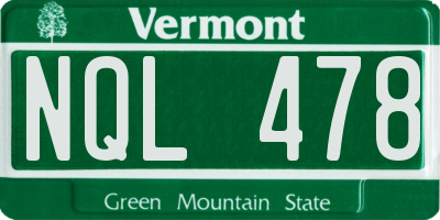 VT license plate NQL478