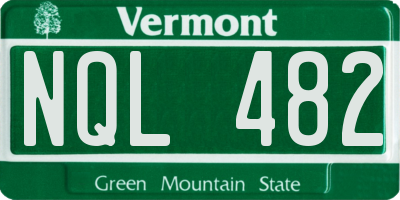 VT license plate NQL482