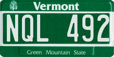 VT license plate NQL492