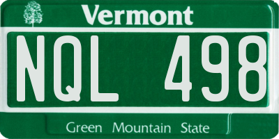 VT license plate NQL498