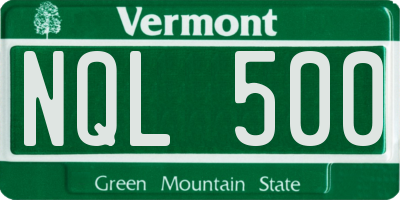 VT license plate NQL500