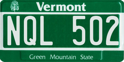 VT license plate NQL502