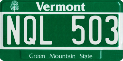 VT license plate NQL503