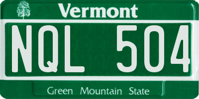 VT license plate NQL504