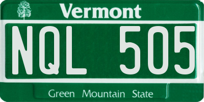 VT license plate NQL505