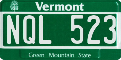 VT license plate NQL523