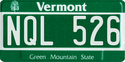 VT license plate NQL526