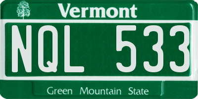 VT license plate NQL533