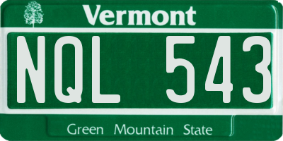 VT license plate NQL543