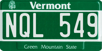 VT license plate NQL549