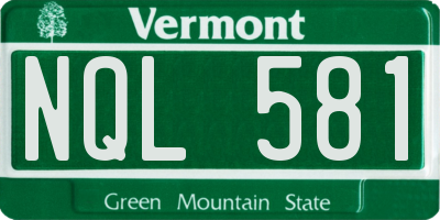 VT license plate NQL581