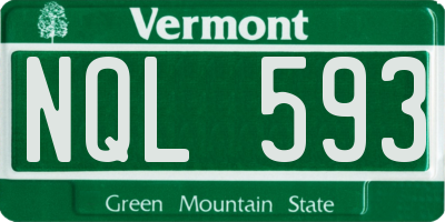 VT license plate NQL593