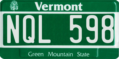 VT license plate NQL598