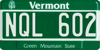 VT license plate NQL602