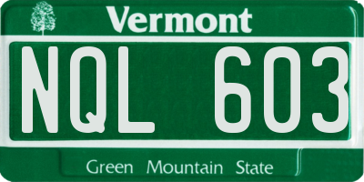 VT license plate NQL603