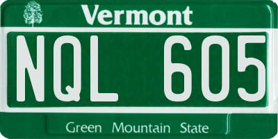 VT license plate NQL605