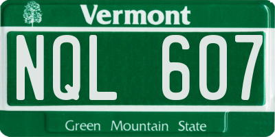 VT license plate NQL607
