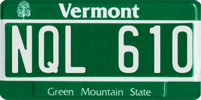 VT license plate NQL610