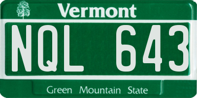 VT license plate NQL643